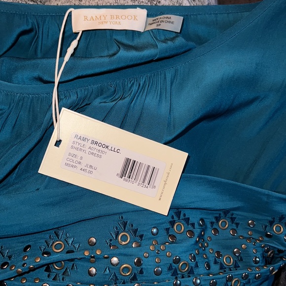 BNWT 🏷️ ✨👗Ramy Brook New York Sheryl DESIGNER Dress S gorgeous teal color 💙🩵 - Picture 6 of 9